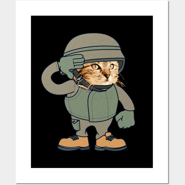 Cat Soldier I Love My Cat Wall Art by Jose Luiz Filho